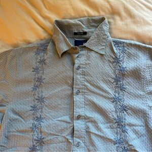 Men's Toes on the Nose Light Blue Embroidered Casual Shirt